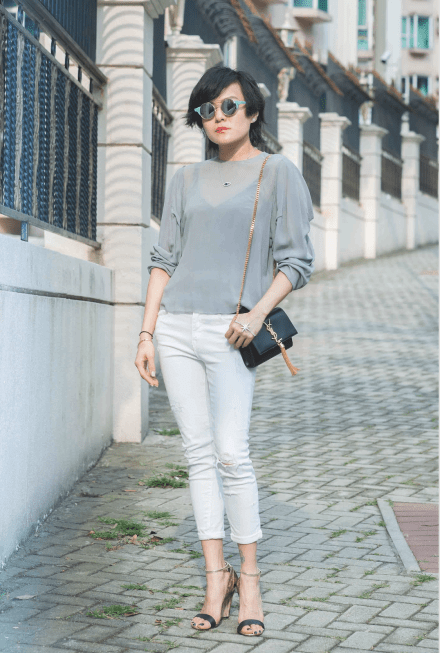 Look5: HENRY HOLLAND sunglasses ACNE top ZARA jeans APM MONACO bangle SAINT LAURENT bag SERGIO ROSSI sandals