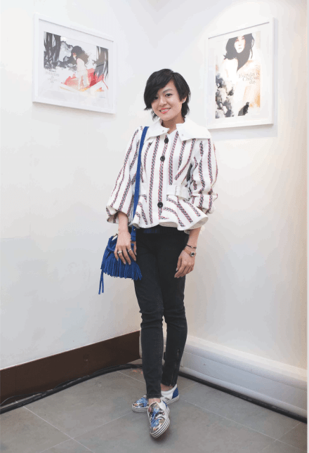 Look 7: SACAI LUCK jacket TOPSHOP jeans FOREVERMARK bracelet EVERYDAY IS CHILL OUT DAY rings & bangle SAINT LAURENT bag HOGAN slip-on